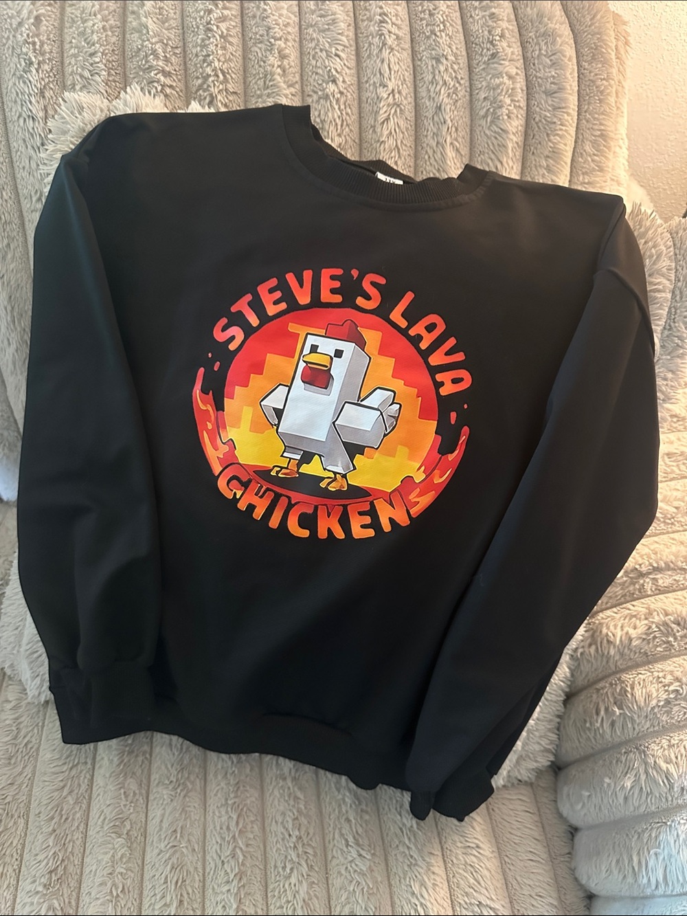 Black Graphic Crewneck Sweater